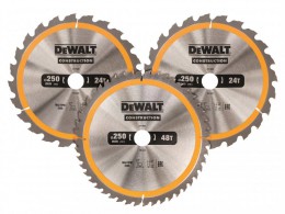 DEWALT DT1963 Construction Circular Saw Blade 3 Pack 250 x 30mm x 24T/48T £69.99